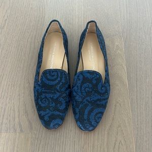 Stubbs & Wootton; blue patterned loafer